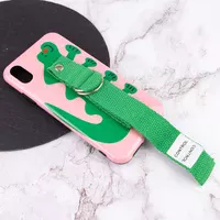 Чехол Funny Holder с цветным ремешком для Apple iPhone XS Max (6.5") Розовый / Зеленый