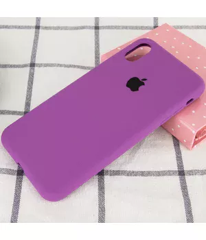 Чехол Silicone case (A) (с закрытым низом) для Apple iPhone XS Max (6.5") Фиолетовый / Grape