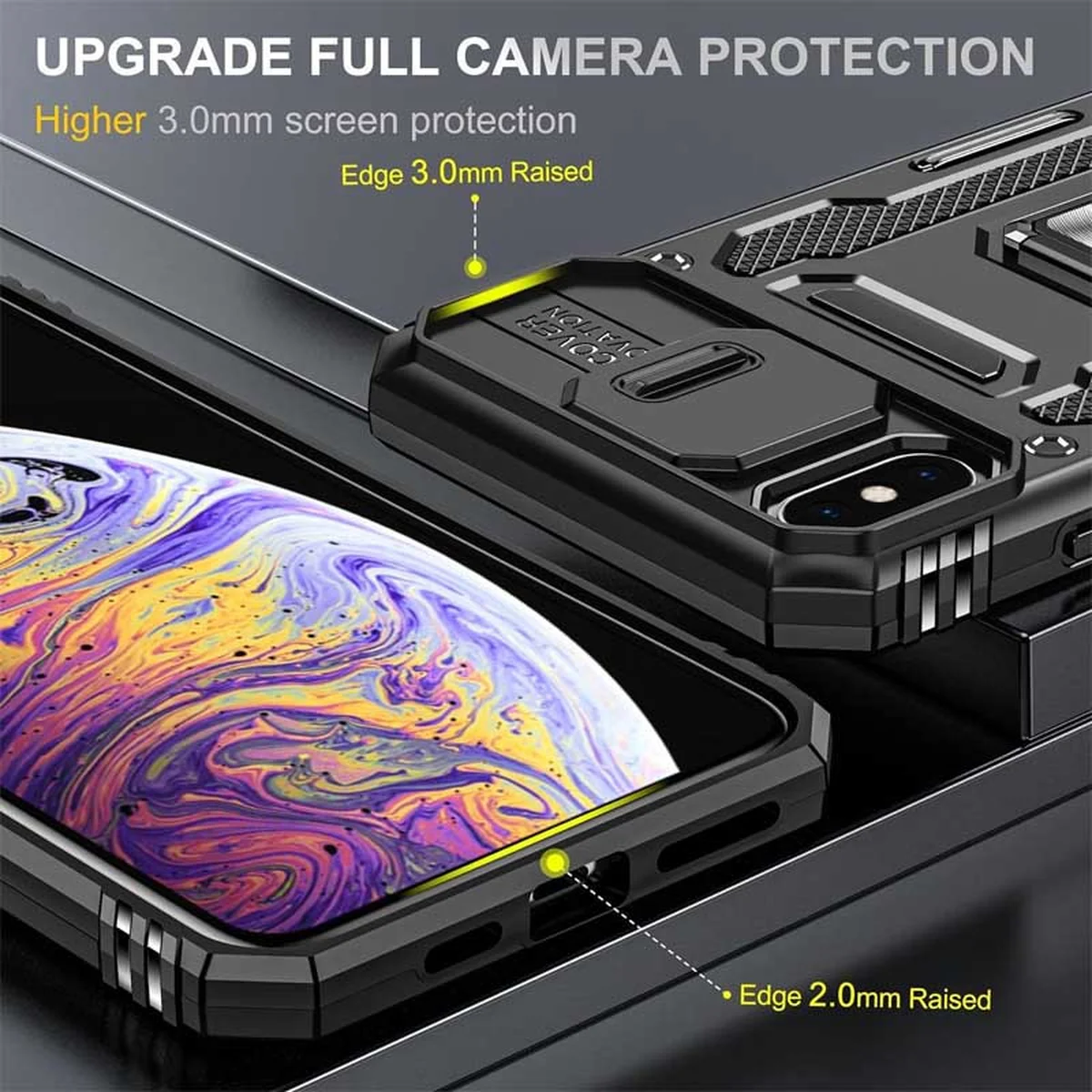 Удароміцний чохол Camshield Army Ring Apple iPhone XS Max (6.5") Чорний / Black