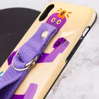 Чехол Funny Holder с цветным ремешком для Apple iPhone XS Max (6.5") Желтый / Фиолетовый