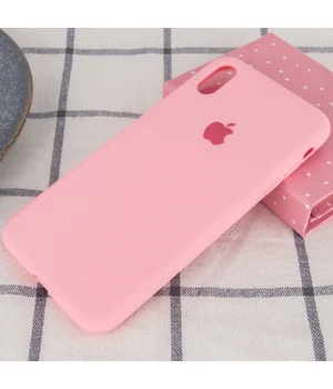 Чехол Silicone case (A) (с закрытым низом) для Apple iPhone XS Max (6.5") Розовый / Pink