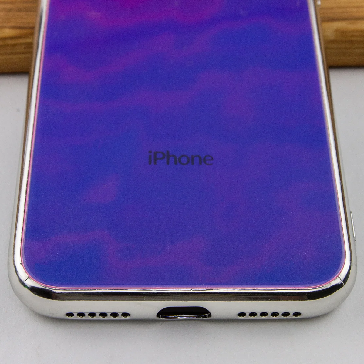 TPU+Glass чехол Gradient Rainbow с лого для Apple iPhone XS Max (6.5") Фиолетовый