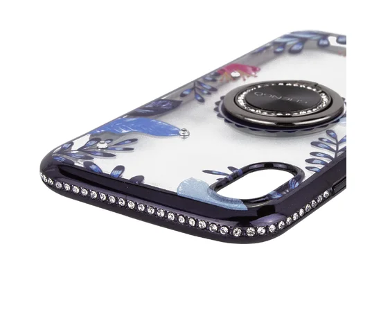 TPU чохол Shengo зі стразами і кільцем-утримувачем для Apple iPhone XS Max (6.5 ") Чорний