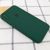 Чехол Silicone Case Square Full Camera Protective (AA) для Apple iPhone XS Max (6.5") Зеленый / Dark green