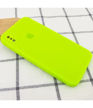 Чехол Silicone Case Square Full Camera Protective (AA) для Apple iPhone XS Max (6.5") Салатовый / Neon green