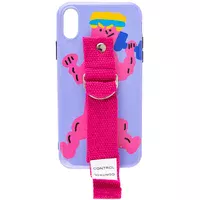 Чохол Funny Holder з кольоровим ремінцем для Apple iPhone XS Max (6.5") Фіолетовий / Малиновий