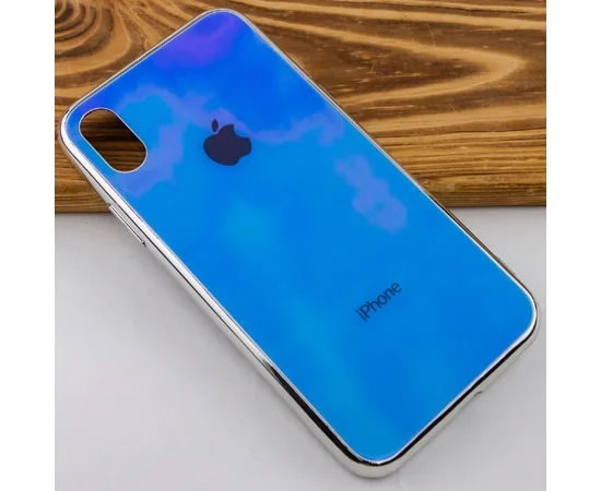 TPU+Glass чехол Gradient Rainbow с лого для Apple iPhone XS Max (6.5") Голубой