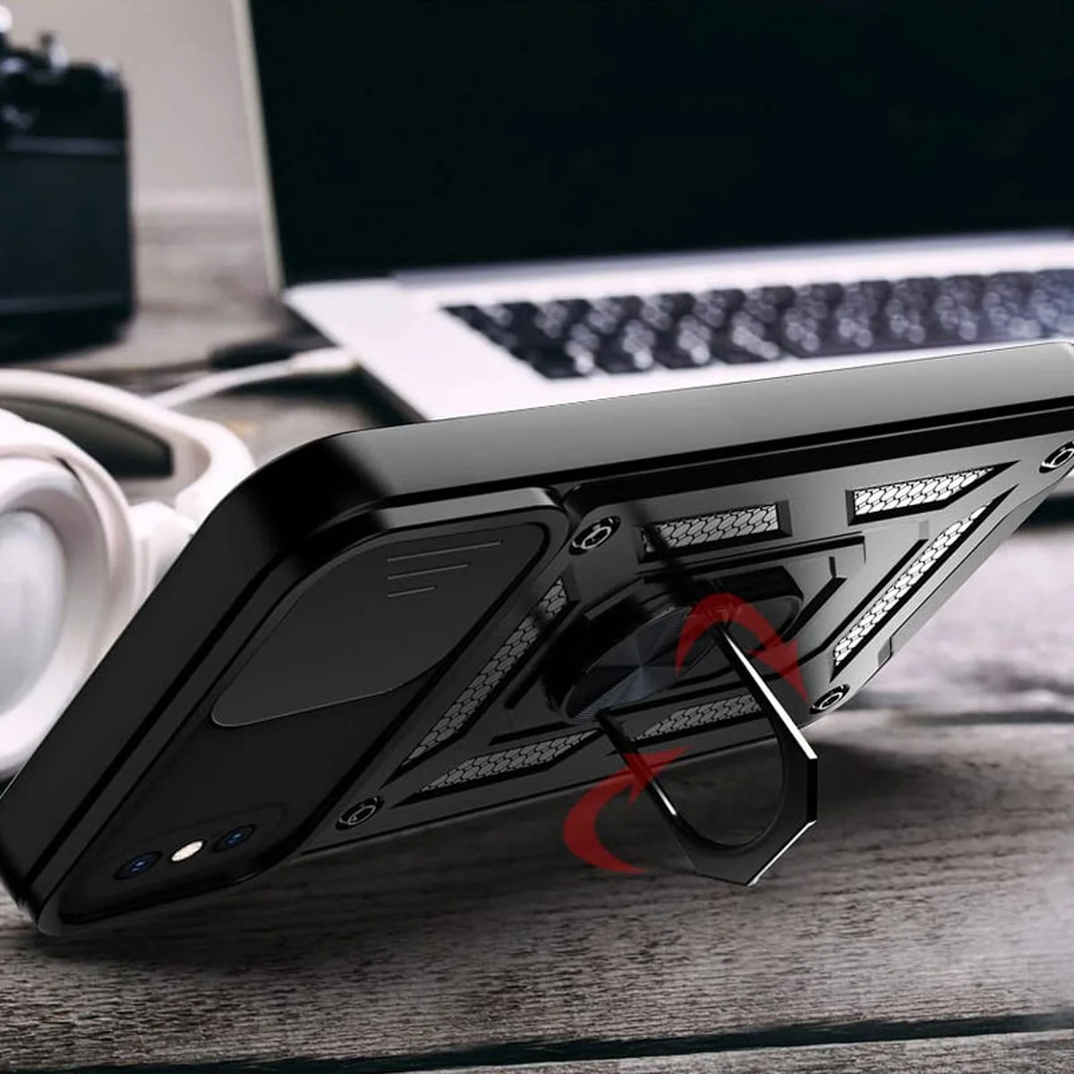 Ударопрочный чехол Camshield Serge Ring для Apple iPhone XS Max (6.5") Черный