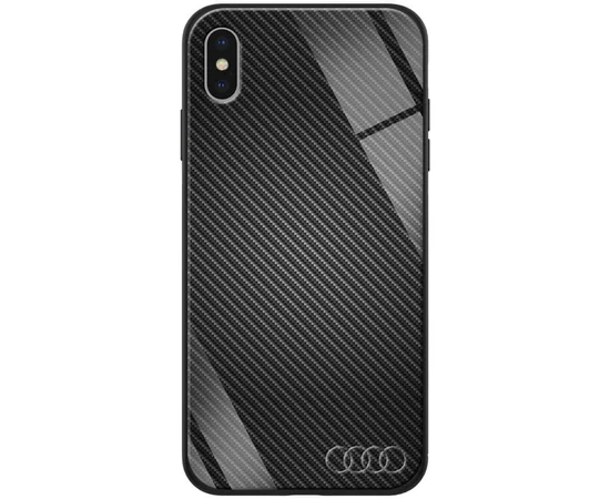 TPU + Glass чохол ForFun для Apple iPhone XS Max (6.5 ") Чорний Карбон / Ауді