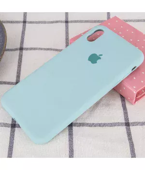 Чохол Silicone case (A) (з закритим низом) для Apple iPhone XS Max (6.5 ") Бірюзовий / Turquoise
