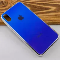 TPU + Glass чохол Gradient Rainbow з лого для Apple iPhone XS Max (6.5 ") Синій