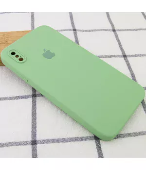 Чехол Silicone Case Square Full Camera Protective (AA) для Apple iPhone XS Max (6.5") Мятный / Mint