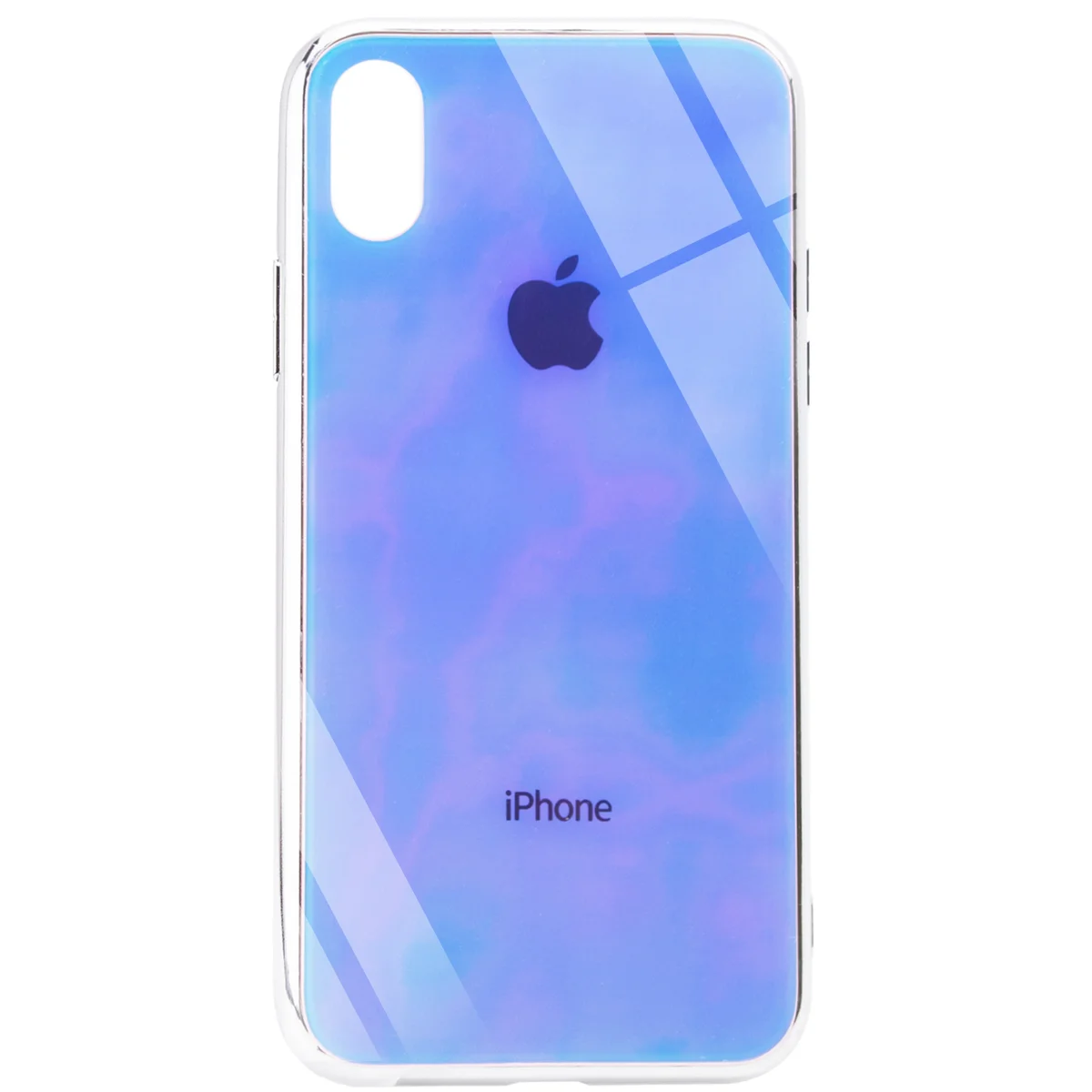 TPU + Glass чохол Gradient Rainbow з лого для Apple iPhone XS Max (6.5 ") Блакитний