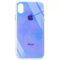 TPU + Glass чохол Gradient Rainbow з лого для Apple iPhone XS Max (6.5 ") Блакитний