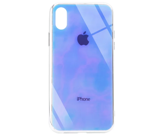 TPU+Glass чехол Gradient Rainbow с лого для Apple iPhone XS Max (6.5") Голубой