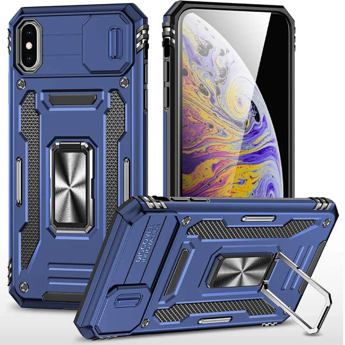 Удароміцний чохол Camshield Army Ring для Apple iPhone XS Max (6.5") Синій / Navy