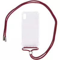 Чехол TPU Crossbody Transparent для Apple iPhone XS Max (6.5") Красно-Коричневый