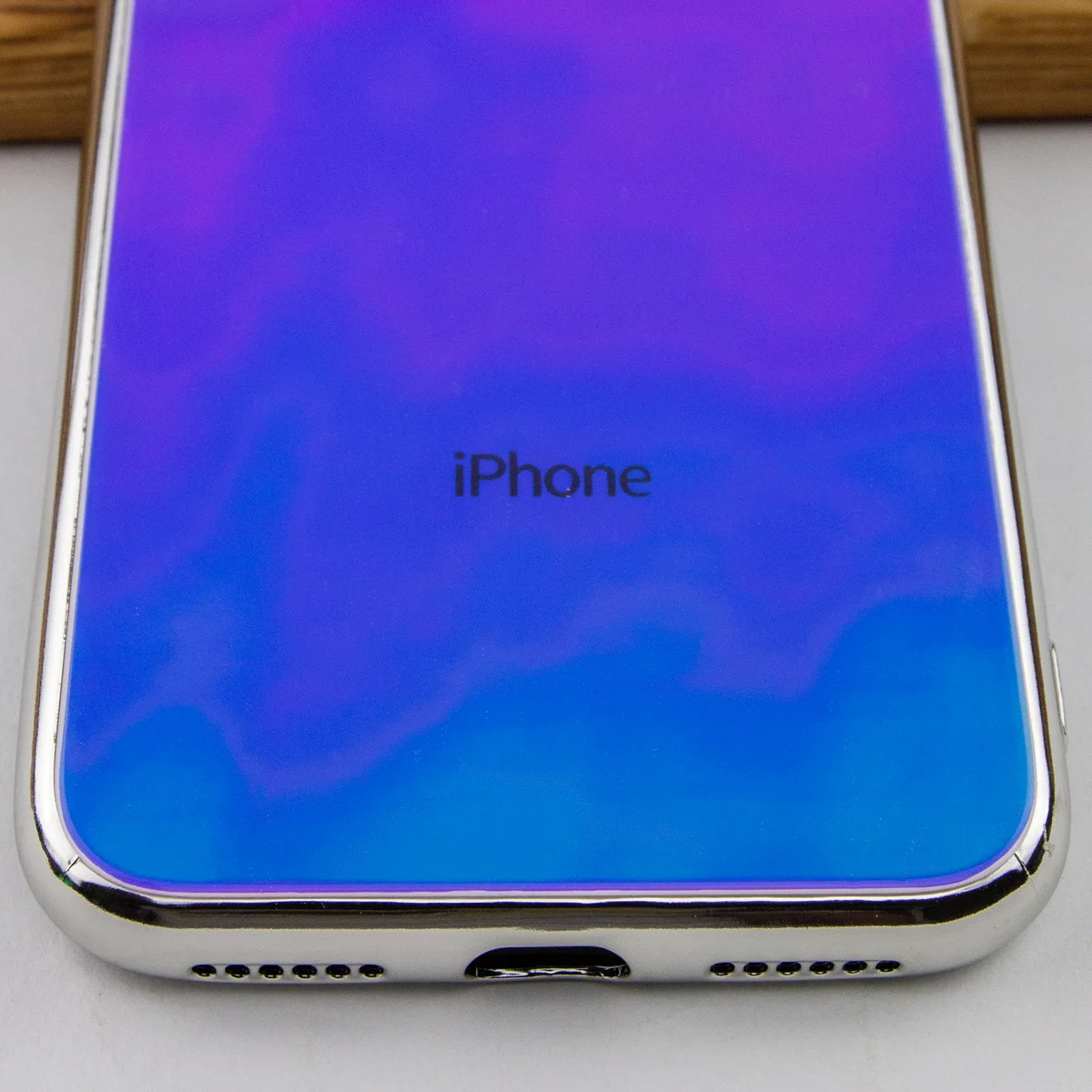 TPU + Glass чохол Gradient Rainbow з лого для Apple iPhone XS Max (6.5 ") Блакитний
