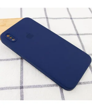 Чехол Silicone Case Square Full Camera Protective (AA) для Apple iPhone XS Max (6.5") Темно-синий / Midnight blue