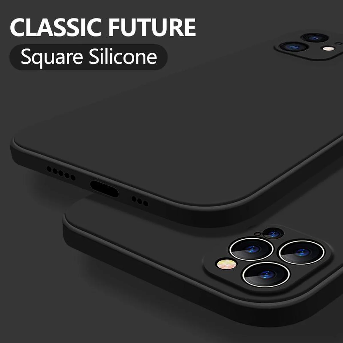 Силіконовий чохол "Square Silicone" чорний для iPhone 12