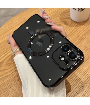 Силіконовий чохол "Transparent Plating" with MagSafe для Apple iPhone 12 Чорний