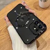Силиконовый чехол "Transparent Plating" with MagSafe для Apple iPhone 12 Черный