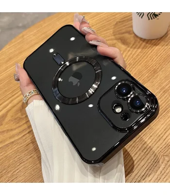 Силиконовый чехол "Transparent Plating" with MagSafe для Apple iPhone 12 Черный
