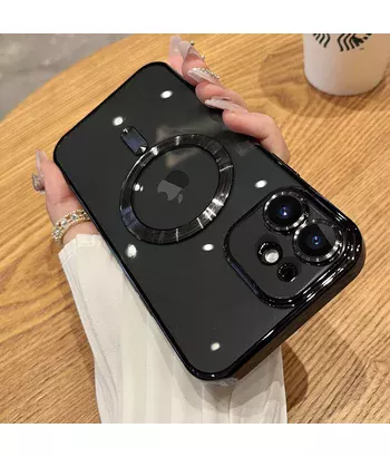 Силіконовий чохол "Transparent Plating" with MagSafe для Apple iPhone 12 Чорний