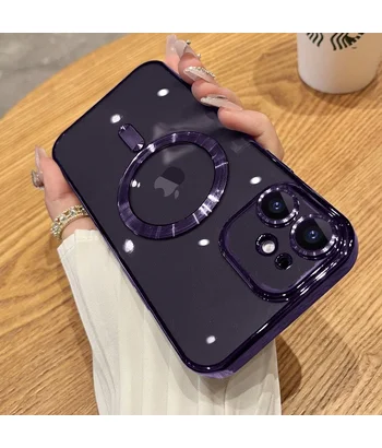 Силіконовий чохол "Transparent Plating" with MagSafe для Apple iPhone 12 Фіолетовий