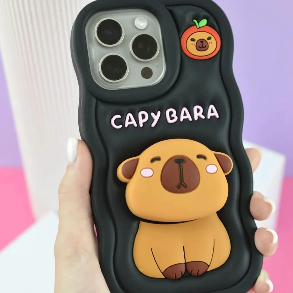 Силиконовый 3D чехол "CAPYBARA " с подставкой для iPhone 11 Черный