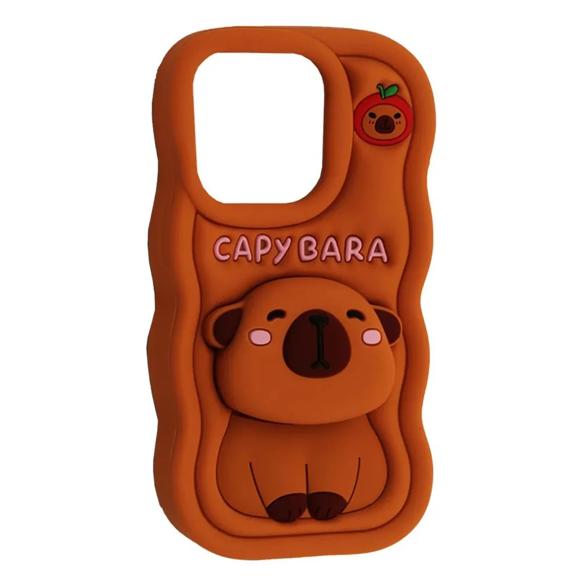 Силиконовый 3D чехол "CAPYBARA " с подставкой для iPhone 12 / 12 Pro Коричневый