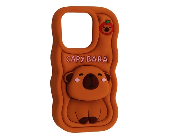 Силіконовий 3D чохол "CAPYBARA" з підставкою для iPhone 11 Коричневий