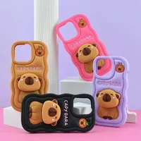 Силиконовый 3D чехол "CAPYBARA " с подставкой для iPhone 11 Коричневый