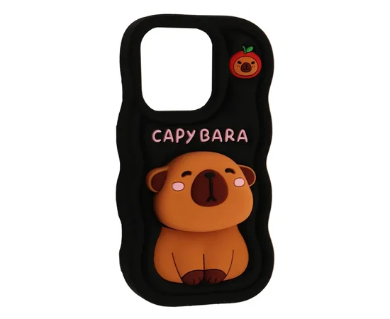 Силіконовий 3D чохол "CAPYBARA" з підставкою для iPhone 11 Чорний