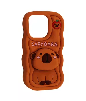 Силіконовий 3D чохол "CAPYBARA" з підставкою для iPhone 11 Коричневий