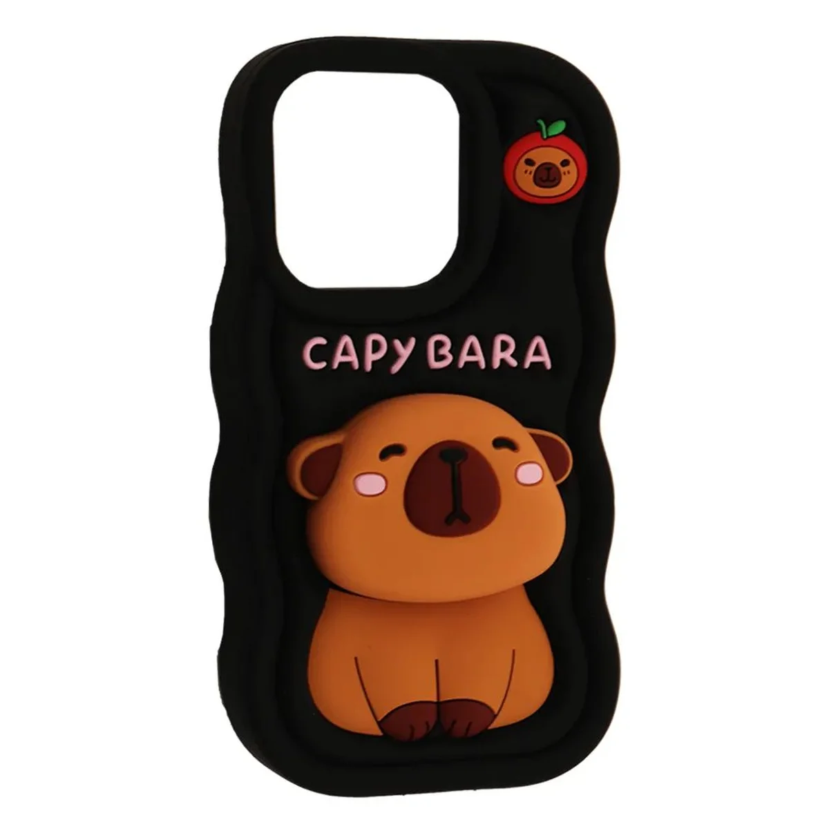 Силиконовый 3D чехол "CAPYBARA " с подставкой для iPhone 12 / 12 Pro Черный