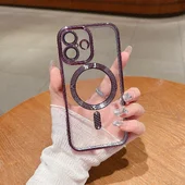Силиконовый чехол "Transparent Plating" with MagSafe для Apple iPhone 12 Фиолетовый