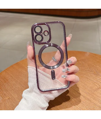Силіконовий чохол "Transparent Plating" with MagSafe для Apple iPhone 12 Фіолетовий Силіконовий чохол "Transparent Plating" with MagSafe для Apple iPhone 12 Фіолетовий