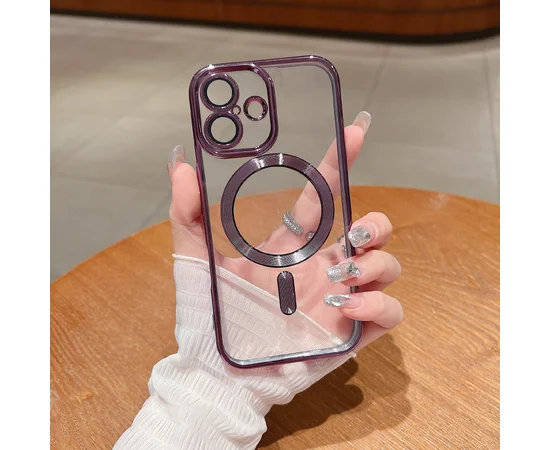 Силіконовий чохол "Transparent Plating" with MagSafe для Apple iPhone 11 Фіолетовий