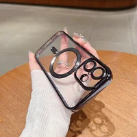 Силиконовый чехол "Transparent Plating" with MagSafe для Apple iPhone 12 Черный