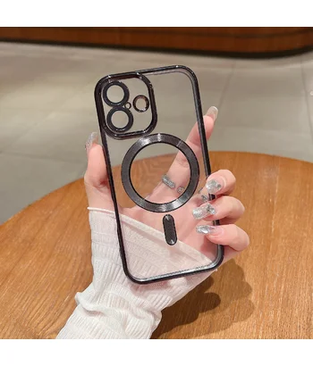 Силіконовий чохол "Transparent Plating" with MagSafe для Apple iPhone 12 Чорний Силіконовий чохол "Transparent Plating" with MagSafe для Apple iPhone 12 Чорний