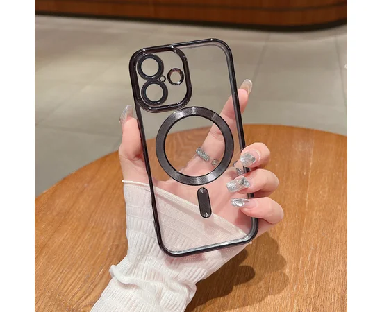 Силіконовий чохол "Transparent Plating" with MagSafe для Apple iPhone 11 Чорний