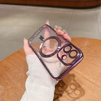 Силіконовий чохол "Transparent Plating" with MagSafe для Apple iPhone 11 Фіолетовий