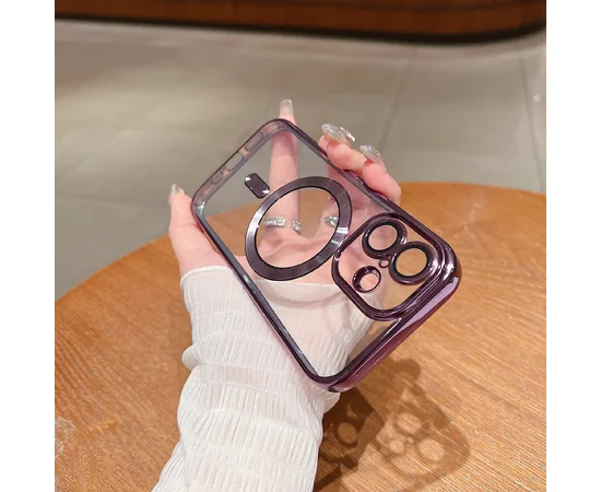 Силіконовий чохол "Transparent Plating" with MagSafe для Apple iPhone 11 Фіолетовий