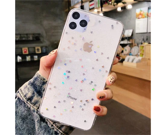 Силіконовий чохол прозорий "Moskado" серця для iPhone 12 Pro / 12