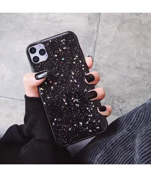 Силиконовый чехол черный "Moskado" космос для iPhone 12 Pro / 12