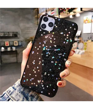 Силиконовый чехол черный "Moskado" сердечки для iPhone 12 Pro / 12