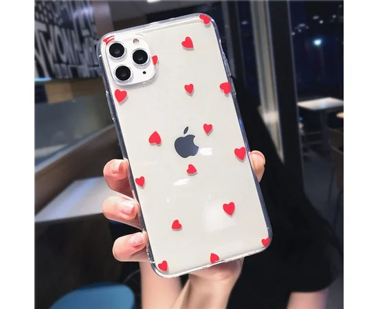Силиконовый чехол "USLION" Red hearts для iPhone 13 Pro