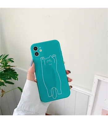 Силіконовий чохол "Mini Cute" Коте зелений для iPhone 12