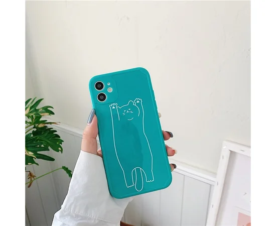 Силиконовый чехол "Mini Cute" Котэ зеленый для iPhone 12